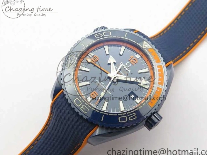 0316 Planet Ocean 45.5mm Big Blue Real Ceramic VSF 1:1 Best Edition on Blue Rubber Strap A8906 Super Clone Unique 7896